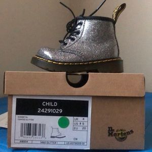 GunMetal Coated Glitter Silver Dr. Martens